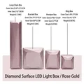 Luxury rose gold diamond-cut LED light jewelry box set for rings and necklaces - Ring Box (Diamond Cut) / Rose Gold