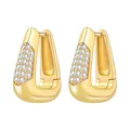 Luxury 18K gold plated U-shaped hoop earrings with brilliant pavé crystal stones - Minimalist Geometric Triangle Hoop Earrings