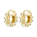 Macro view showing the textured scalloped design of 18K gold-plated hoop earrings - French Style Ribbed Texture Hoop Earrings