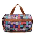 Large capacity travel duffel gym bag featuring colorful abstract scribble patterns - Camouflage Geometric