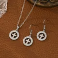 Silver stainless steel cross necklace and earrings set with sparkling crystal rhinestones. - Cross Style (80022) / Earrings + Pendant Set