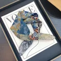 Elegante pañuelo cuadrado de 55cm en mezcla de seda y algodón con estampado floral - Estilo Tótem Floral Vintage (Z1-038-17) / Azul Étnico