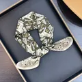 Elegant 55cm green and beige floral printed silk cotton blend square scarf for women's style - Pony Green