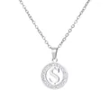 Silver stainless steel necklace with sparkling rhinestone S initial pendant - Letter S Style (80023) / Pendant Necklace