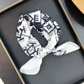 55cm square scarf for women featuring black and white geometric silk cotton blend print - White Totem