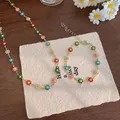 Buntes Dopamin Gänseblümchen Halskette und Armband Schmuckset für den Sommer - Halskette und Armband Set