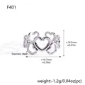 Moderner offener Ring aus silbernem Edelstahl mit durchgehendem Herzmuster-Design - Herz Stil (F401) / Stahlfarbe