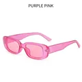 Lunettes de soleil rétro rectangulaires avec monture rose violette translucide et protection UV - Monture Violette Lentille Rose