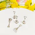 Silver magnetic chess piece nail art display stands on white surface - Small Silver