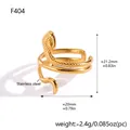 Vergoldeter, größenverstellbarer Schlangenring aus Edelstahl mit feiner Schuppenstruktur - Schlangen Stil (F404) / Gold