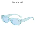 Stylish retro rectangular sunglasses with transparent blue frames and blue lenses UV400 - Blue Frame / Blue Lens