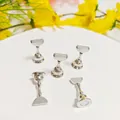Silver magnetic nail art display stands for press-on nails practice and show. Set of 5. - Silver
