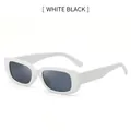Retro square frame sunglasses featuring a solid white frame and dark grey lenses - Solid White Frame Gray Lens