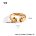 Gold-plated stainless steel hugging hands open adjustable ring for women jewelry - Hug Style (F414)