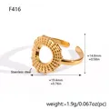 Elegant luxury gold-plated stainless steel open ring featuring a beaded circular motif - Round Loop Style (F416)