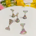 Aurora holographic iridescent magnetic nail art display stands with chess piece design - Iridescent Ice Clear