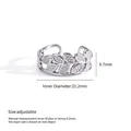 Adjustable stainless steel open ring with leaf pattern and dimensions - Leaf Style (F423)