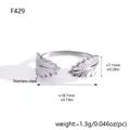 Zilveren verstelbare ring van roestvrij staal met bladmotief en de exacte afmetingen - Blad Stijl (F429)