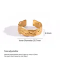 Elegante gouden gevlochten open ring van titaniumstaal voor dames, 6,5 mm breedte - Klein Vlecht Stijl (F434)