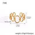 Vergulde roestvrijstalen open ring met een geometrisch ovaal schakelontwerp chic - Ovale Stijl (F446)