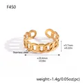 Gouden roestvrijstalen open kettingring met maat- en gewichtsgegevens voor vrouwen. - NK Ketting Stijl (F450)