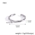 Gepolijst zilveren roestvrijstalen open ring met gedraaide textuur en maten - Bamboe Stijl (F451)