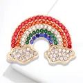 Schattige regenboog en wolk strass broche met kleurrijke kristallen en gouden afwerking - Regenboog Wolk Stijl (20)