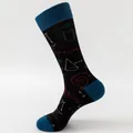 Black mid-calf socks featuring colorful mathematical and physics formula print designs - EU Size 41-46 / Denim Blue Heel Equation