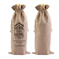 Jute-Weinbeutel mit Kordelzug, bedruckt mit 'Home Sweet Home' und Uni-Version. - Home Sweet Home Style