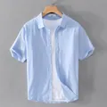 Classic light blue short-sleeved Oxford shirt for men made of breathable pure cotton - M / Sky Blue