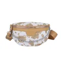 Bolso de pecho vintage con estampado de vaca para mujer con correa ancha y cadena de plata - Caqui