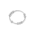 Silver stainless steel spinner ring featuring rotatable beads for anxiety relief design - Size 7 / Evenly Spaced Beads Style (Style 3)