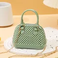 Mini light green PVC jelly shell handbag with detachable gold chain strap variant - Green