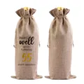 Geschenkbeutel aus Jute für Weinflaschen zum 55. Geburtstag mit Kordelzugverschluss - 55. Geburtstag (Natur/Weinrot)