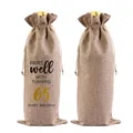 Personalisierter Leinen-Weinbeutel mit Kordelzug zum 65. Geburtstag - 65. Geburtstag (Natur/Weinrot)