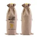 Zwei personalisierte Jute-Weintaschen zum 70. Geburtstag mit Kordelzug - 60. Geburtstag (Natur/Weinrot)