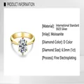 D color 1 carat Moissanite ring in 925 sterling silver with six-prong setting - US Size 10 / Circumference 62.1mm / 1ct-K Yellow (With Gift Box & GRA Certificate)