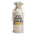 Personalisierter Weinbeutel aus Sackleinen mit (AFTER) SCHOOL SUPPLIES Aufdruck und Bleistift - Learning Theme Style