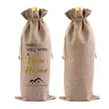 Personalisierter Jute-Weinbeutel für Einweihungsparty mit Glückwunschdruck zum neuen Heim - Neues Zuhause Stil
