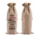 Rustikale Wein-Geschenktaschen aus Jute mit 'New Home 2024' Aufdruck und schlichtem Design - 2024 Commemorative Style