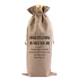 Personalisierte Jute-Weingeschenktüte mit Gratulationstext zum neuen Arbeitsplatz - New Job Congratulation Style
