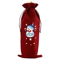 Roter Jute-Weihnachtsweinbeutel mit Schneemann und Merry Christmas Aufdruck für Geschenke - Wine Red Christmas Style 2