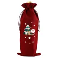 Rote Jute-Weintasche mit weihnachtlichem Weihnachtsmann- und Rentierdruck - Wine Red Christmas Style 3