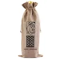 Personalisierte Wein-Geschenktasche aus Jute mit festlichem Weihnachtsmann-Aufdruck - Schornstein Weihnachtsmann Stil