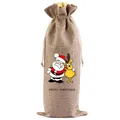 Festliche Weihnachts-Weintasche aus Sackleinen mit Weihnachtsmann und Rentier Druck - Reindeer Santa Style