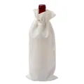 Premium Weinbeutel aus weißem Leinenimitat mit Kordelzug für Hochzeit und Geburtstag. - Off White Blank Printing Style