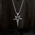 Detailed macro view of a vintage silver pentagram pendant with eye design motif - Awn Star Cross Style (X216) / 1 Piece