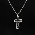 Detailed view of niche cross necklace with molten silver texture and black glossy center. - Lava Cross Style (X217) / 1 Piece
