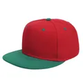 Two-tone red and green hip-hop baseball cap with flat brim and structured crown - M (56-58cm) / Red Crown Green Brim