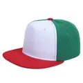 Red white and green color-blocked hip-hop flat brim baseball cap adjustable streetwear hat - M (56-58cm) / White Green Crown Red Brim